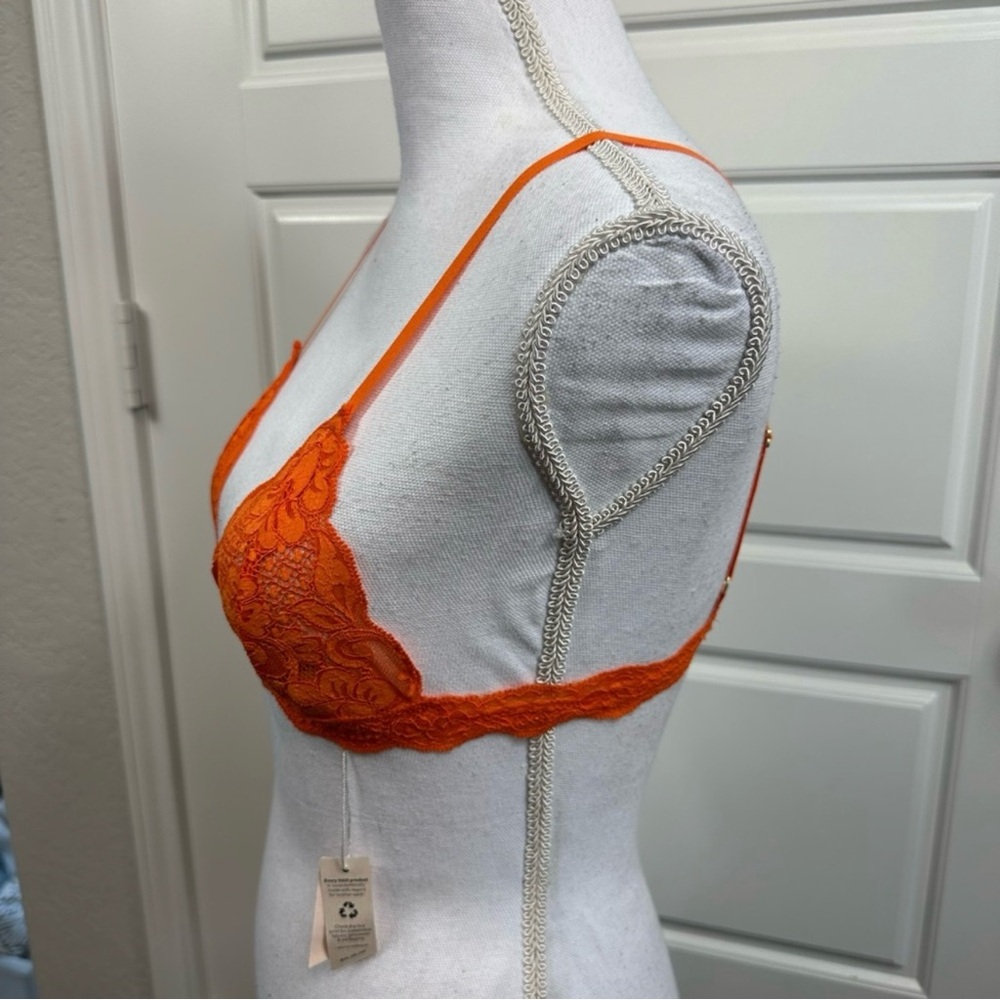 HAH x Free People Lace Chi bralittle Orange Boho Festival Bralette Size S NWT - Picture 2 of 8